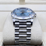 2023 ROLEX DAY DATE ICE BLUE DIAL PLATINUM ROMAN NUMERALS 36MM 128236 - WatchCraze.com.au