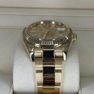 2020 ROLEX SKY-DWELLER FULL YELLOW GOLD CHAMPAGNE DIAL 42MM 326938