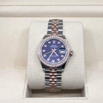 2023 ROLEX DATE JUST DIAMOND MARKERS DIAMOND BEZEL PURPLE DIAL 31MM 279381RBR - WatchCraze.com.au
