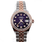 2023 ROLEX DATE JUST DIAMOND MARKERS DIAMOND BEZEL PURPLE DIAL 31MM 279381RBR - WatchCraze.com.au