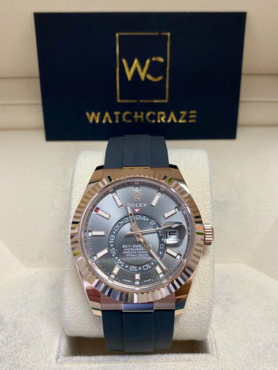 ROLEX SKYDWELLER EVEROSE OYSTERFLEX SLATE DIAL 326235 2022 - WatchCraze.com.au