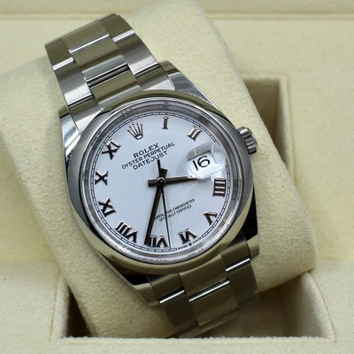 2021 ROLEX DATEJUST 36MM SMOOTH OYSTERSTEEL WHITE DIAL 126200 - WatchCraze.com.au