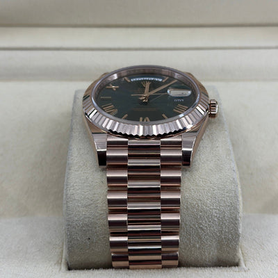 2022 ROLEX DAY-DATE 40 ROSE GOLD OLIVE GREEN DIAL 228235