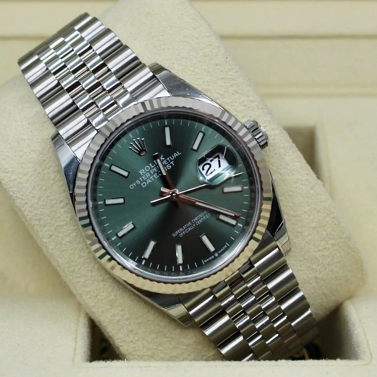 2022 ROLEX DATEJUST 36 MINT DIAL FLUTED & JUBILEE STICKERED 126234