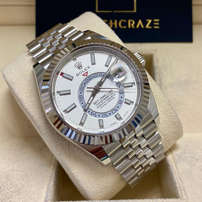 ROLEX SKYDWELLER WHITE DIAL FLUTED & JUBILEE 326934 2022 42mm - WatchCraze.com.au