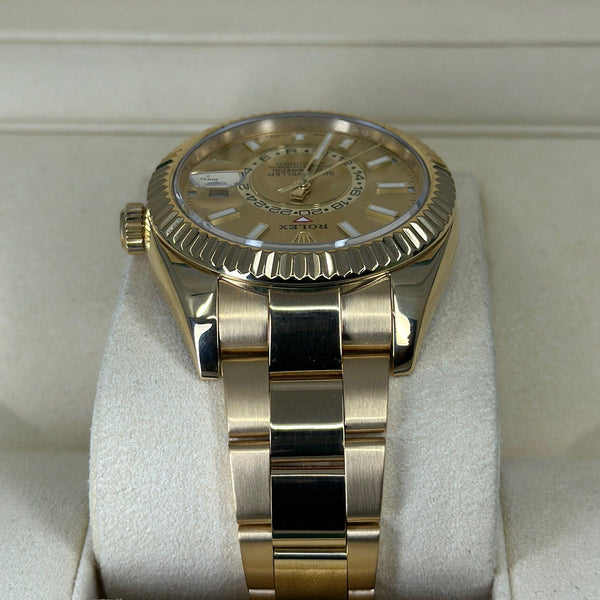 2020 ROLEX SKY-DWELLER FULL YELLOW GOLD CHAMPAGNE DIAL 42MM 326938