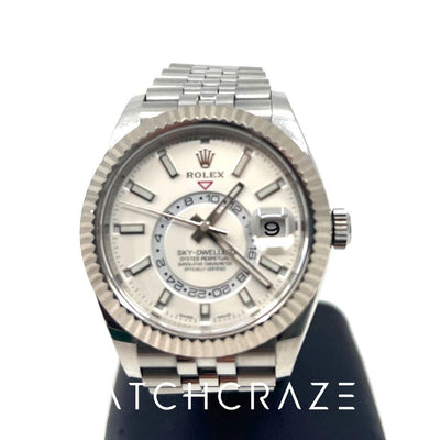 2018 ROLEX SKY-DWELLER WHITE DIAL JUBILEE BAND 326934 - WatchCraze.com.au