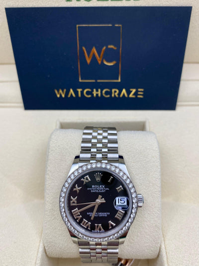 ROLEX DATEJUST 31 DIAMOND BEZEL BLACK DIAL 2021 278383RBR - WatchCraze.com.au