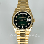 2022 ROLEX DAY-DATE 36 YELLOW GOLD 36MM GREEN OMBRÉ DIAL 128238