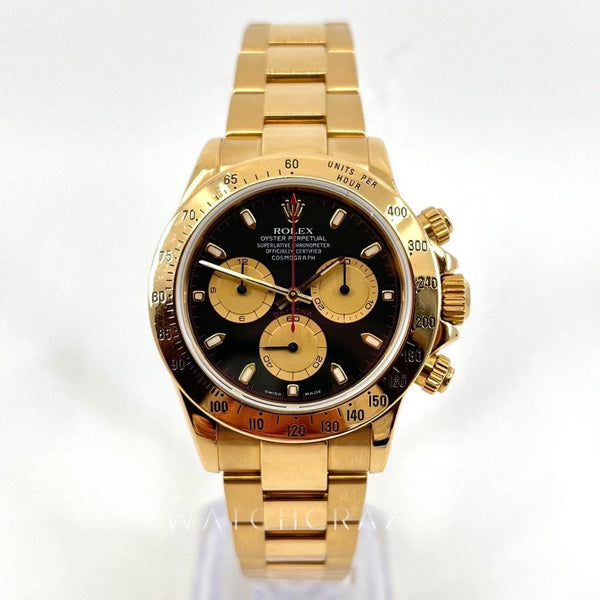 2001 ROLEX DAYTONA PAUL NEWMAN YELLOW GOLD 116528 40MM FULL SET - WatchCraze.com.au