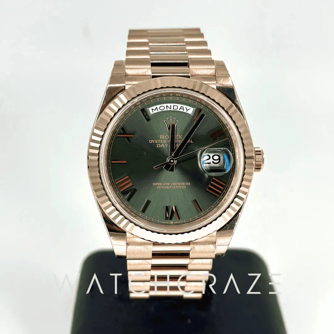 2022 ROLEX DAY-DATE 40 ROSE GOLD OLIVE GREEN DIAL 228235