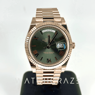 2022 ROLEX DAY-DATE 40 ROSE GOLD OLIVE GREEN DIAL 228235