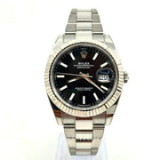 2022 ROLEX DATEJUST 41MM FLUTED & OYSTER 126334 BLACK DIAL RX8 STICKERS - WatchCraze.com.au