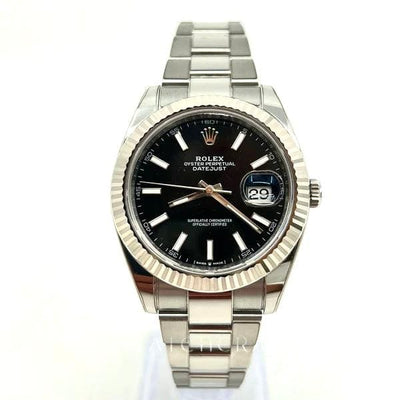 2022 ROLEX DATEJUST 41MM FLUTED & OYSTER 126334 BLACK DIAL RX8 STICKERS - WatchCraze.com.au