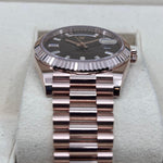 2022 ROLEX DAYDATE 40MM EVEROSE CHOCOLATE BAGUETTE DIAMOND MARKERS 228235 - WatchCraze.com.au