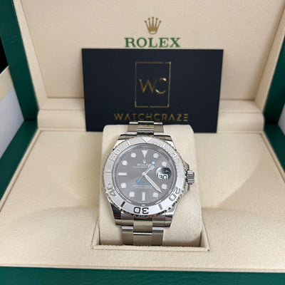 2021 ROLEX YACHT-MASTER ROLESOR PLATINUM & OYSTERSTEEL GREY DIAL 40MM 126662 - WatchCraze.com.au