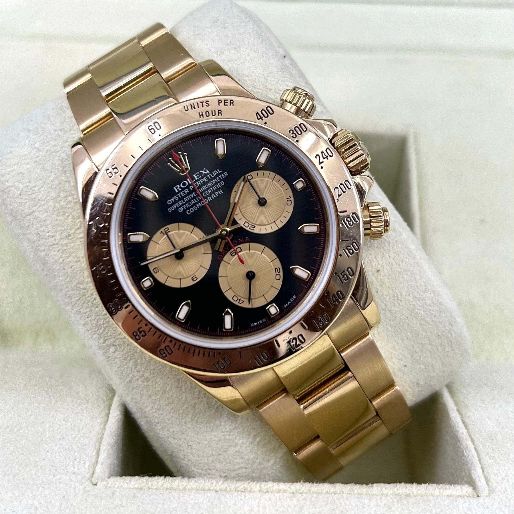 2001 ROLEX DAYTONA PAUL NEWMAN YELLOW GOLD 116528 40MM FULL SET