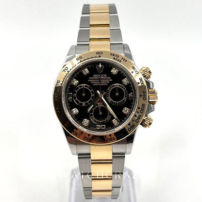 2021 ROLEX COSMOGRAPH DAYTONA YELLOW GOLD & OYSTERSTEEL BLACK DIAL DIAMOND MARKERS 116503 - WatchCraze.com.au