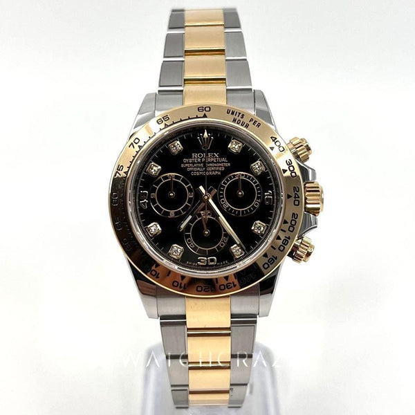 2021 ROLEX COSMOGRAPH DAYTONA YELLOW GOLD & OYSTERSTEEL BLACK DIAL DIAMOND MARKERS 116503 - WatchCraze.com.au
