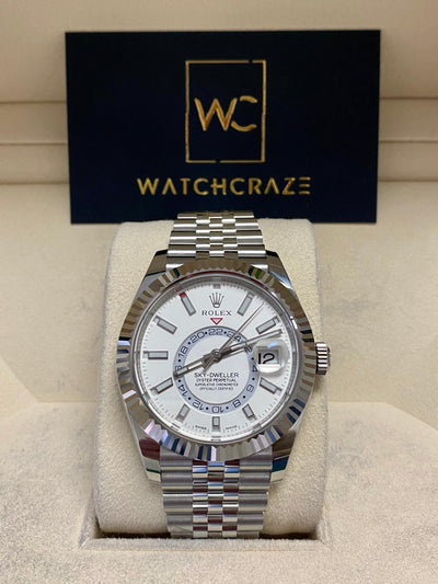 ROLEX SKYDWELLER WHITE DIAL FLUTED & JUBILEE 326934 2022 42mm - WatchCraze.com.au