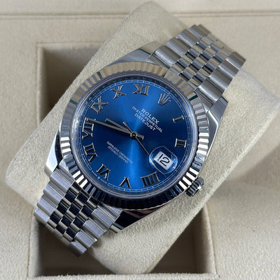 2023 ROLEX DATEJUST 41MM AZZURRO BLUE ROMAN DIAL 126334