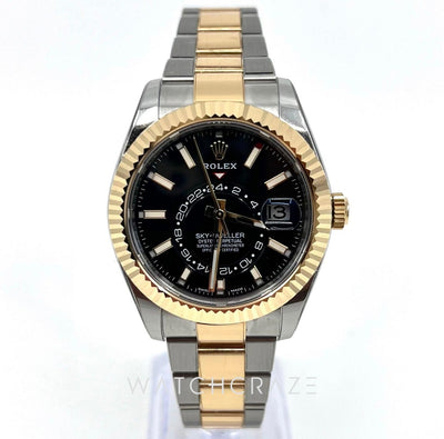 2022 ROLEX SKYDWELLER YELLOW GOLD & OYSTERSTEEL 42MM 326933 RX8 STICKERS - WatchCraze.com.au