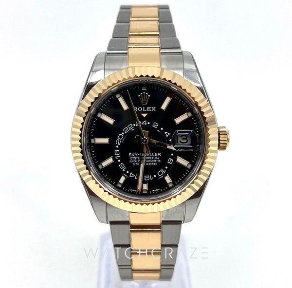 2022 ROLEX SKYDWELLER YELLOW GOLD & OYSTERSTEEL 42MM 326933 RX8 STICKERS - WatchCraze.com.au