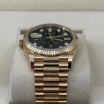 2022 ROLEX DAY-DATE 36 YELLOW GOLD 36MM GREEN OMBRÉ DIAL 128238