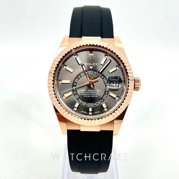 2022 ROLEX SKYDWELLER EVEROSE OYSTERFLEX 326235 42MM - WatchCraze.com.au