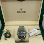 2023 ROLEX DATEJUST OLIVE GREEN PALM MOTIF DIAL DIAMOND MARKERS 36MM 126234 - WatchCraze.com.au