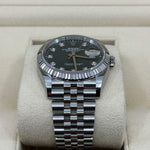 2023 ROLEX DATEJUST OLIVE GREEN PALM MOTIF DIAL DIAMOND MARKERS 36MM 126234 - WatchCraze.com.au