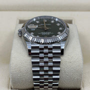 2023 ROLEX DATEJUST OLIVE GREEN PALM MOTIF DIAL DIAMOND MARKERS 36MM 126234 - WatchCraze.com.au