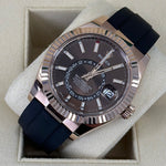 2023 ROLEX SKY-DWELLER OYSTERFLEX ROSE GOLD CHOCOLATE DIAL 42MM 326235