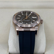 2023 ROLEX SKY-DWELLER OYSTERFLEX ROSE GOLD CHOCOLATE DIAL 42MM 326235