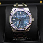 2021 UNWORN AUDEMARS PIGUET ROYAL OAK 34MM BLUE DIAL DIAMOND BEZEL 77351ST - WatchCraze.com.au