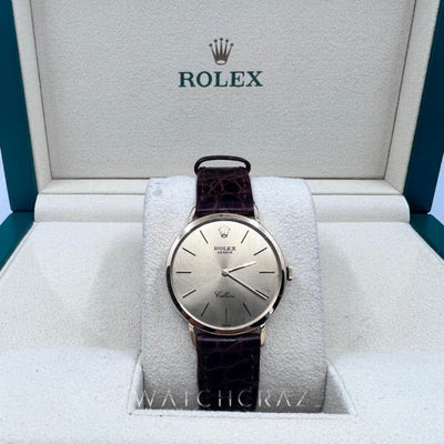 ROLEX CELLINI 18K YELLOW GOLD BROWN LEATHER STRAP CIRCA 1990s - WatchCraze.com.au