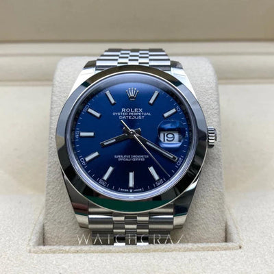 2022 ROLEX DATEJUST 41MM BLUE DIAL JUBILEE 126300 - WatchCraze.com.au