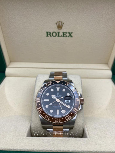 2022 ROLEX GMT MASTER II ROOTBEER ROLESOR EVEROSE & OYSTERSTEEL 40MM 126711CHNR - WatchCraze.com.au