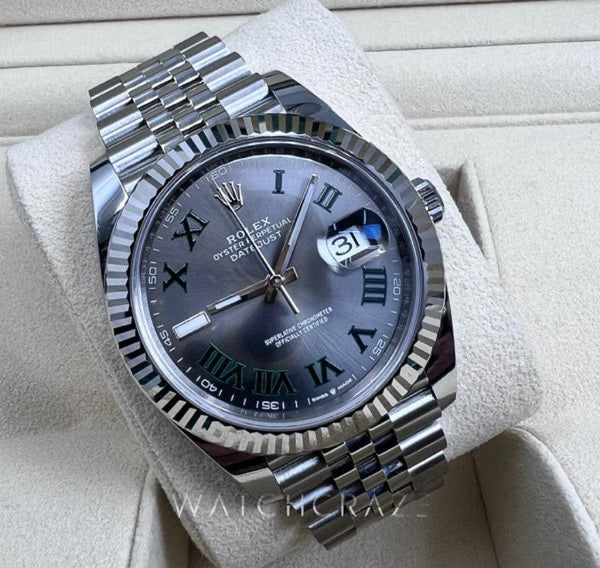 2022 ROLEX DATEJUST 41MM WIMBLEDON OYSTERSTEEL & WHITE GOLD FLUTED/ JUBILEE 126334 - WatchCraze.com.au
