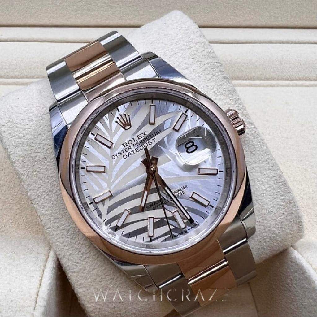 2022 ROLEX DATEJUST 36MM PALM DIAL EVEROSE & OYSTERSTEEL SMOOTH 126201