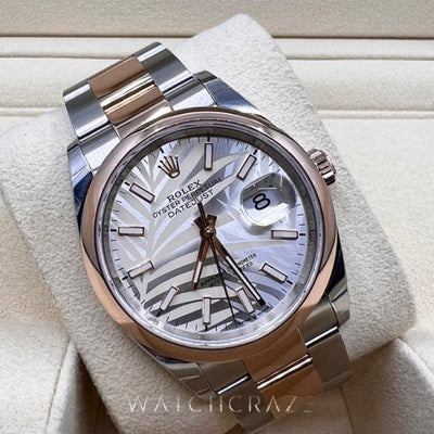 2022 ROLEX DATEJUST 36MM PALM DIAL EVEROSE & OYSTERSTEEL SMOOTH 126201 - WatchCraze.com.au