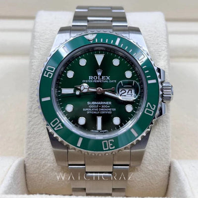 2017 ROLEX SUBMARINER HULK 40MM 116610LV DISCONTINUED - WatchCraze.com.au