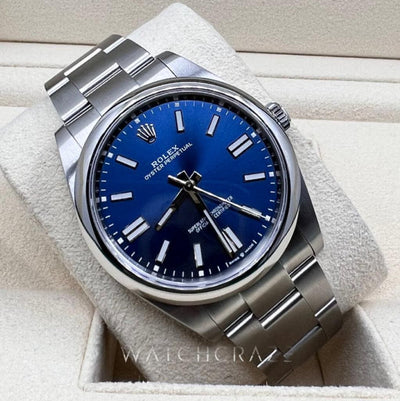 2022 UNWORN OYSTER PERPETUAL 41MM BLUE DIAL 124300 - WatchCraze.com.au