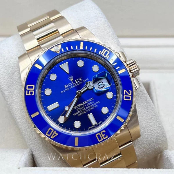 2020 ROLEX SUBMARINER BLUESY YELLOW GOLD 40MM 116618LB - WatchCraze.com.au