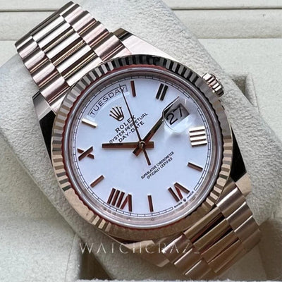 2021 ROLEX DAYDATE EVEROSE WHITE DIAL 40MM 228235 - WatchCraze.com.au