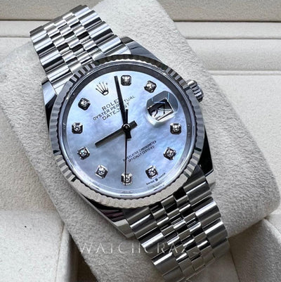 2022 ROLEX DATEJUST 36MM MOP DIAL W/ DIAMONDS 126234 - WatchCraze.com.au