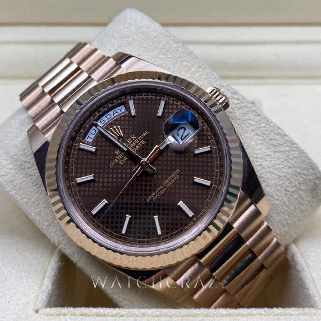 2021 ROLEX DAY-DATE EVEROSE CHOCOLATE MOTIF DIAL 40MM 228235