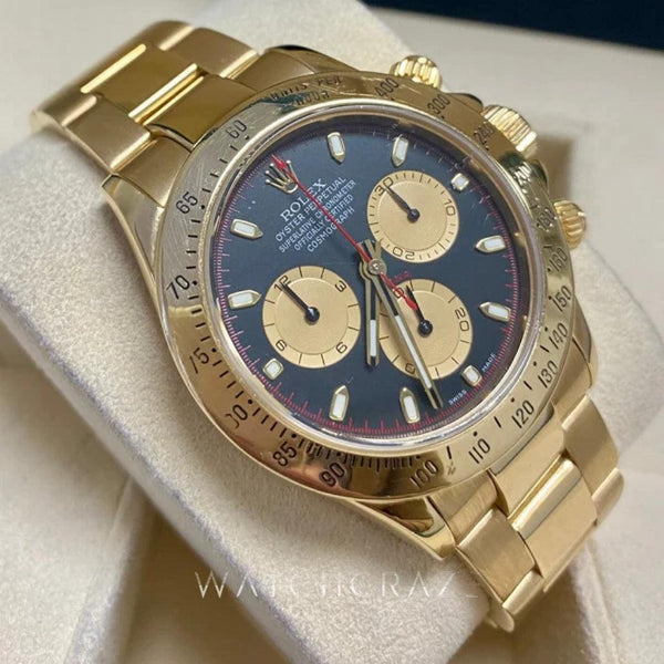 ROLEX DAYTONA YELLOW GOLD BLACK DIAL 2006 116528 - WatchCraze.com.au