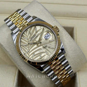 2021 ROLEX DATEJUST PALM DIAL 36MM TWO TONED YELLOW GOLD & OYSTERSTEEL 126233 - WatchCraze.com.au