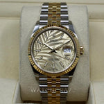 2021 ROLEX DATEJUST PALM DIAL 36MM TWO TONED YELLOW GOLD & OYSTERSTEEL 126233 - WatchCraze.com.au